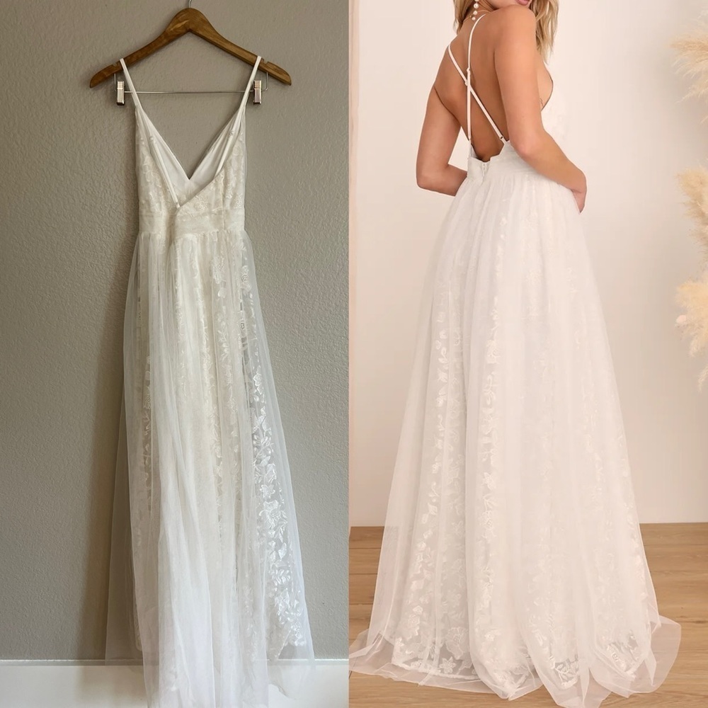 Dreamer Ivory Embroidered Tulle Maxi Dress - Picture 3 of 10